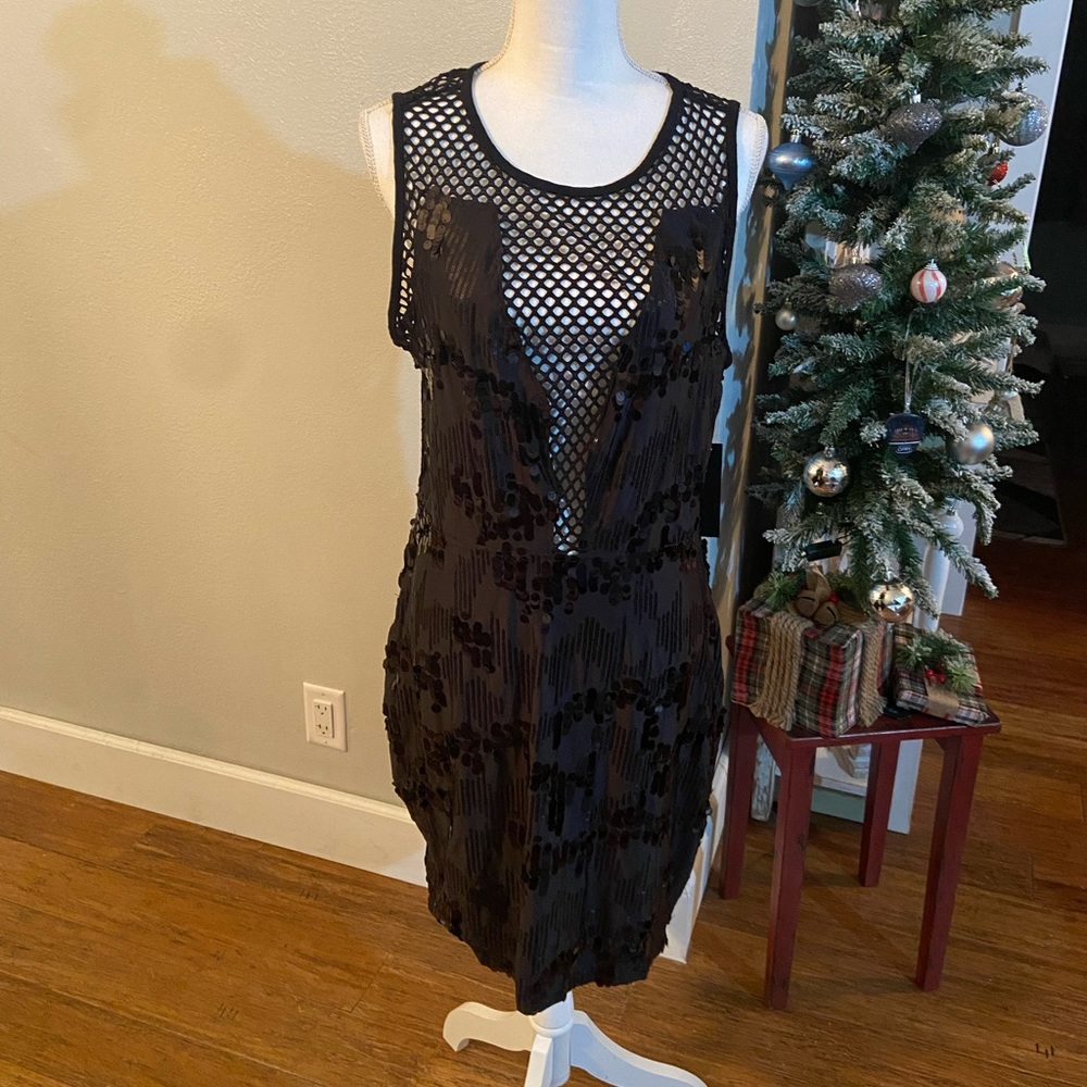 Black Fishnet & Sequin Dress (XL)